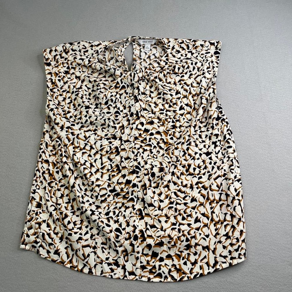 Nine West Womens Large Sleeveless Blouse with Brown Accents